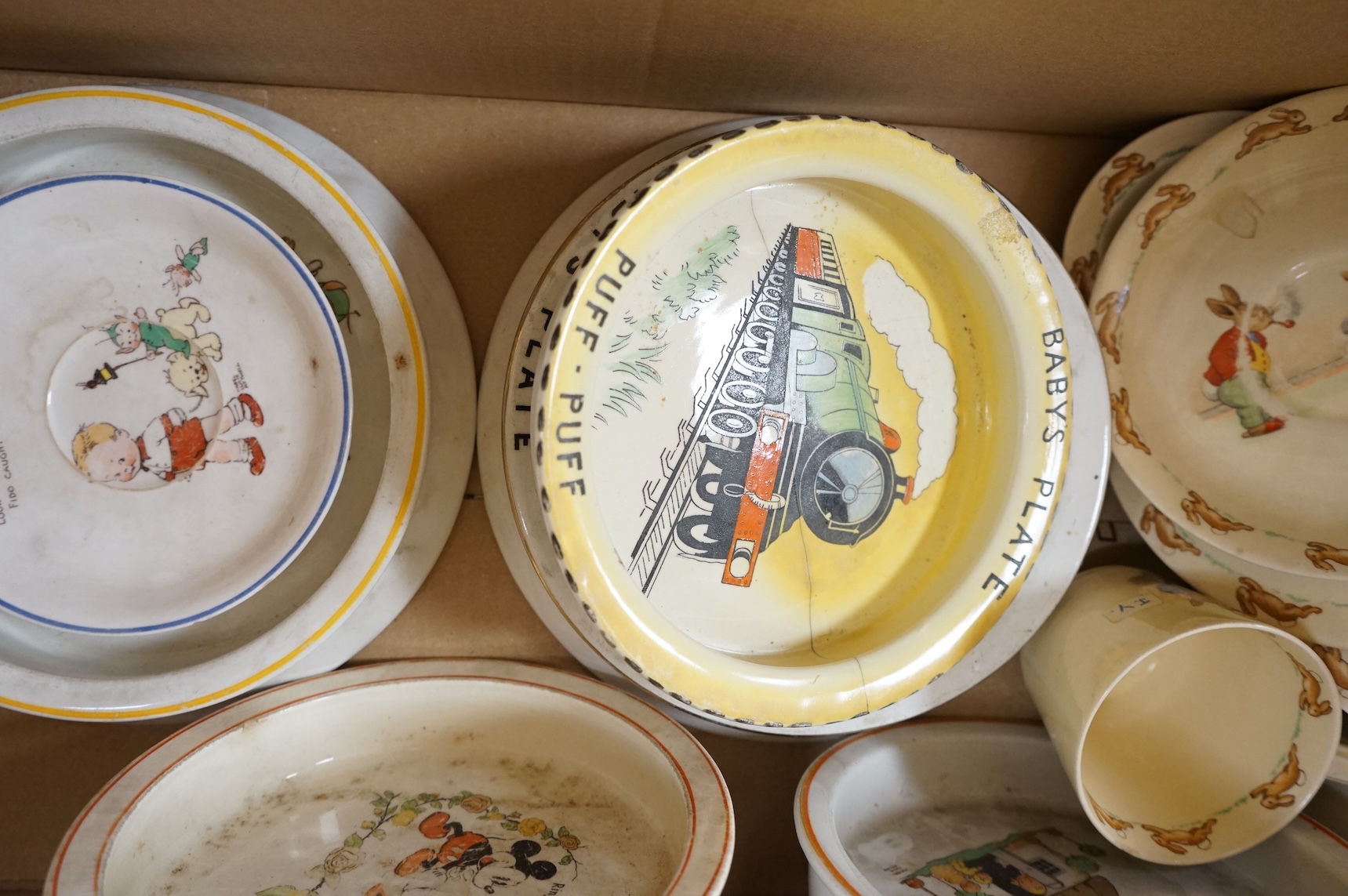 A collection of mixed nursery china from the 1930’s to 70’s, including Mabel Lucy Attwell and Bunnykins etc